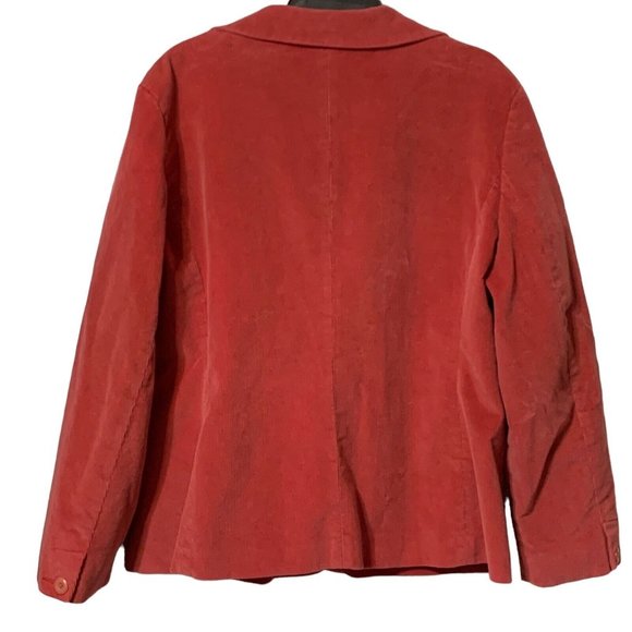 L.L. Bean Women's Corduroy Pink Coral Nylon Button Blazer With Pockets Size 18P - Picture 2 of 5